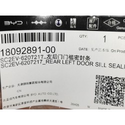 Joint de seuil de porte arrière gauche - BYD - 18092891-00