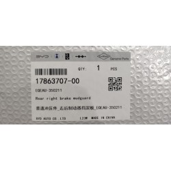 Pare-boue de frein arrière droit - BYD - 17863707-00