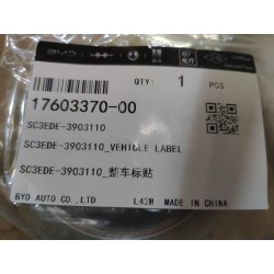 Étiquette véhicule - BYD - 17603370-00