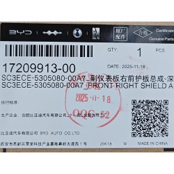 Blindage avant droit de console auxiliaire - Noir foncé 5 - BYD - 17209913-00
