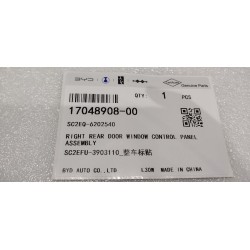 Étiquette de véhicule - BYD - 17048908-00