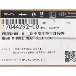 Connecteur inférieur de ceinture de sécurité siège central arrière - BYD - 17044292-00