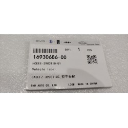 Étiquette de véhicule - BYD - 16930686-00