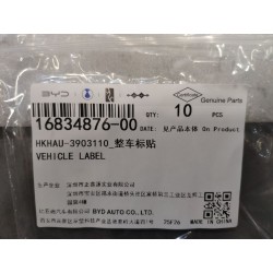Étiquette véhicule - BYD - 16834876-00