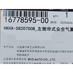 Module airbag rideau latéral gauche - BYD - 16778595-00