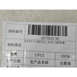 Joint d'étanchéité de porte arrière droite - BYD - 16770532-00