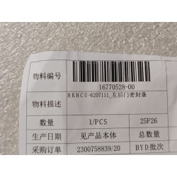 Joint d'étanchéité de porte arrière gauche - BYD - 16770528-00
