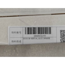 Joint d'étanchéité extérieur de porte arrière droite - BYD - 16569172-00
