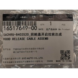 Câble de déverrouillage de capot - BYD - 16517649-00