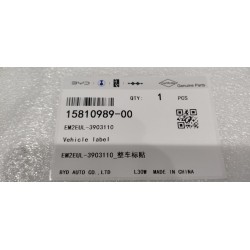 Étiquette du véhicule - BYD - 15810989-00