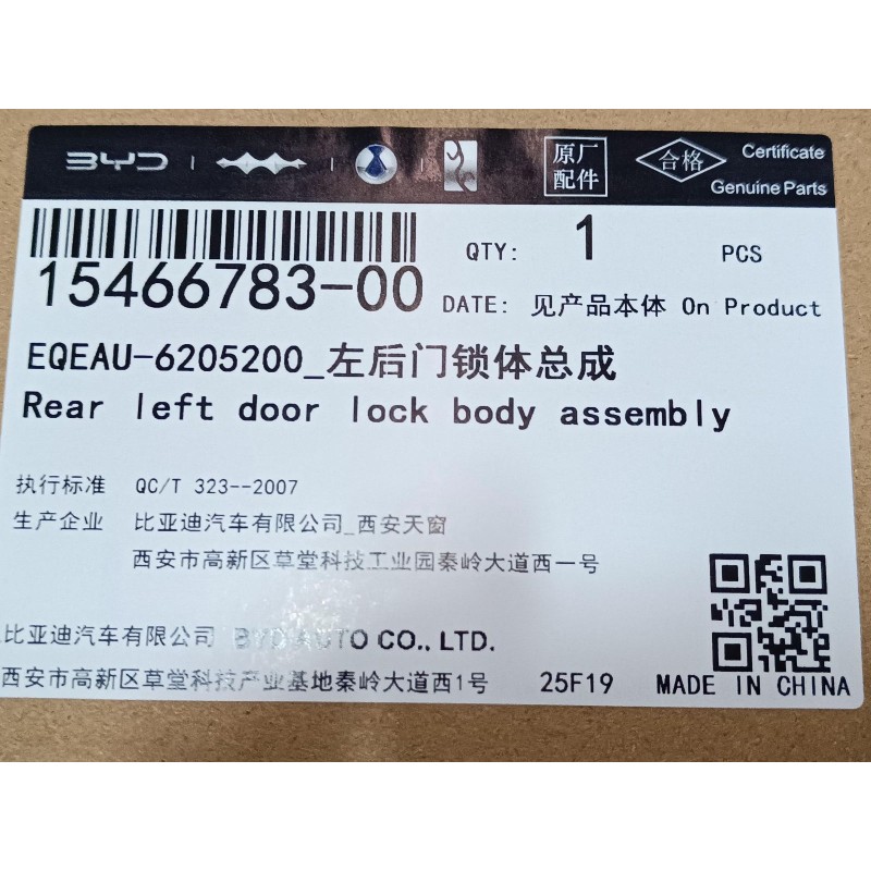 Corps de serrure de porte arrière gauche - BYD - 15466783-00