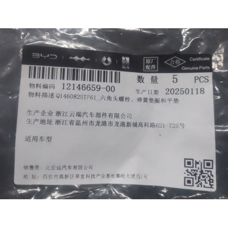 Boulon six pans, rondelle élastique et rondelle plate - BYD - 12146659-00