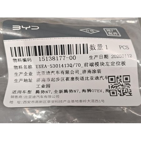 Plaque de positionnement gauche du module avant - BYD - 15138177-00
