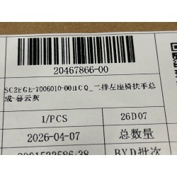 Accoudoir de siège gauche deuxième rangée - Gris HCQ - BYD - 20467866-00