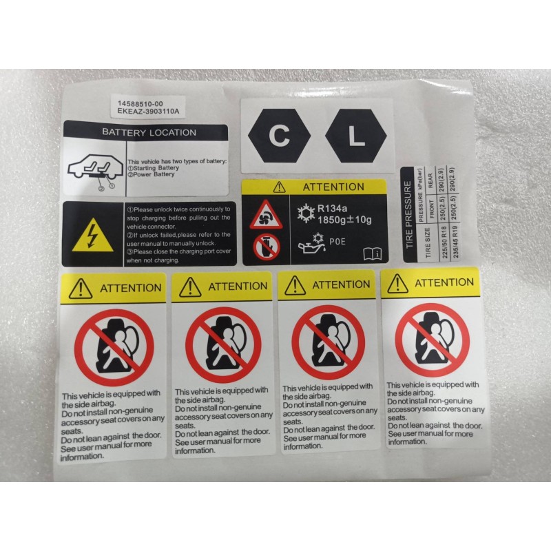 Étiquette du Véhicule - Français - BYD - 14588510-00