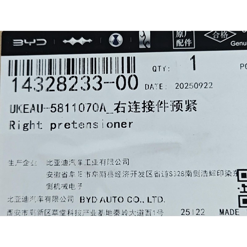 Prétendeur droit - BYD - 14328233-00