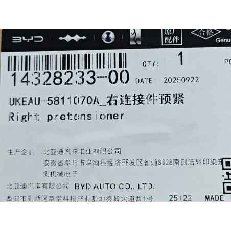 Prétendeur droit - BYD - 14328233-00