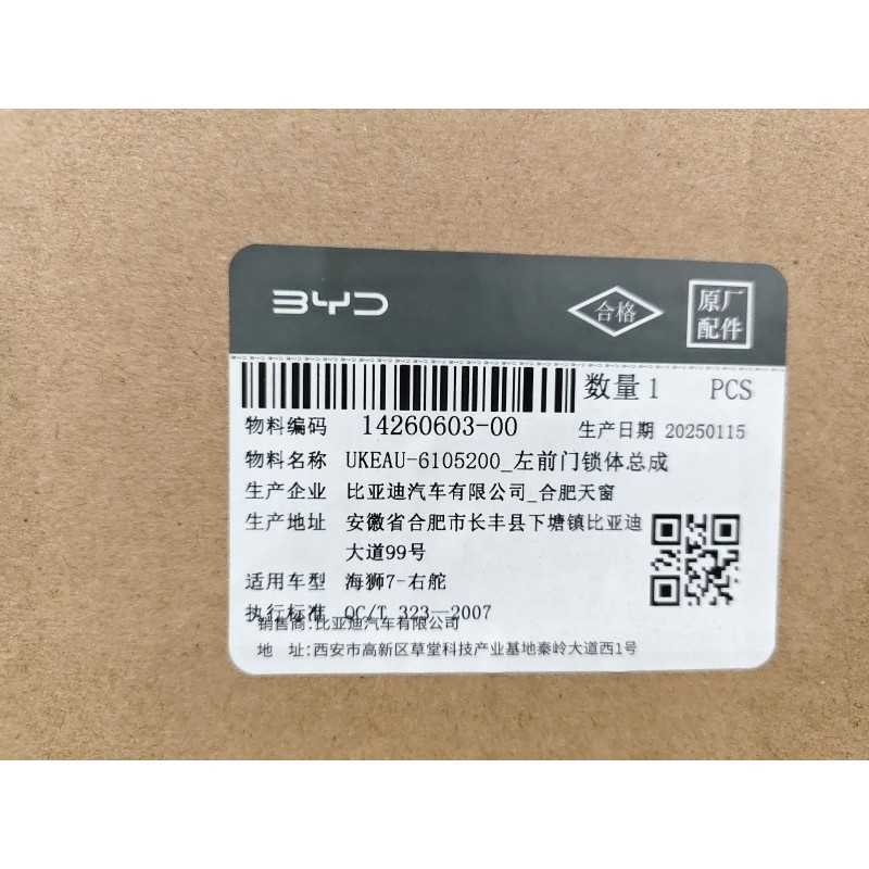 Assy de corps de serrure de porte avant gauche - BYD - 14260603-00