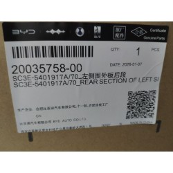 Panneau extérieur de custode gauche – section arrière - BYD - 20035758-00
