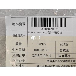 Conduit arrière - BYD - 20030591-00