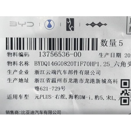Boulon six pans - BYD - 13756536-00