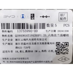 Boulon à bride hexagonale - BYD - 13755990-00