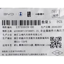 Contre-écrou à bride hexagonale avec insert non métallique - BYD - 13755939-00