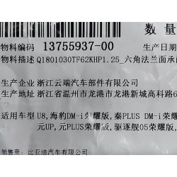Boulon à bride hexagonale avec dent sur la surface d'appui - BYD - 13755937-00