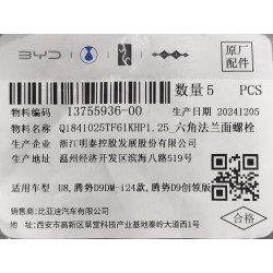 Boulon à bride hexagonale - BYD - 13755936-00
