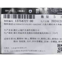 Boulon six pans - BYD - 13754727-00