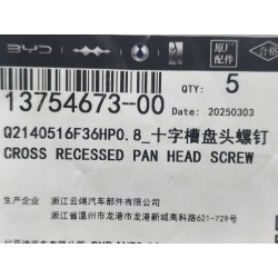Vis à tête cylindrique bombée à empreinte Phillips - BYD - 13754673-00