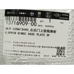 Platine de charnière supérieure de porte arrière droite - BYD - 13716909-00