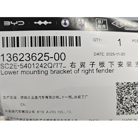 Support de montage inférieur de l'aile droite - BYD - 13623625-00