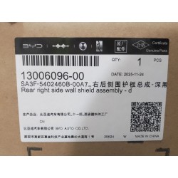 Protection de la paroi latérale arrière droite - Noir foncé 5 - BYD - 13006096-00