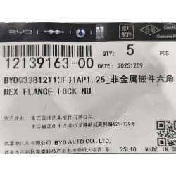 Écrou frein à embase hexagonale à insert non métallique - BYD - 12139163-00