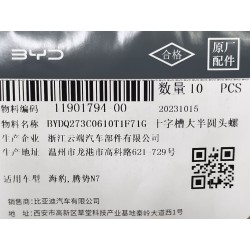 Vis à tête semi-cylindrique bombée à empreinte Phillips - BYD - 11901794-00