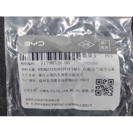 Boulon creux à bride à six pans - BYD - 11798339-00