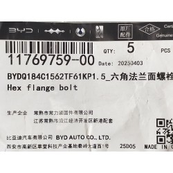 Boulon à bride hexagonale - BYD - 11769759-00