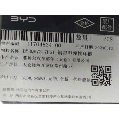 Cerceau élastique de type bande en acier - BYD - 11704834-00