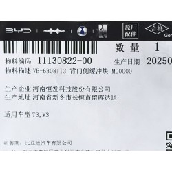 Bloc tampon latéral de coffre - BYD - 11130822-00