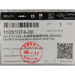Joint d'étanchéité du capteur de température du liquide de refroidissement - BYD - 11051074-00