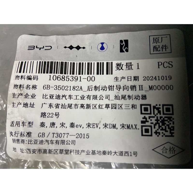 Guide de l'étrier de frein arrière II - BYD - 10685391-00