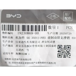 Axe de support d'étrier de frein avant - S6-3501118AS - 40CR - BYD - 19230869-00