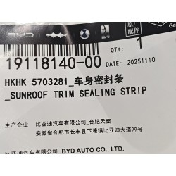 Body sealing strip - BYD - 19118140-00