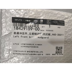 Garde-boue avant gauche de frein - BYD - 18429159-00