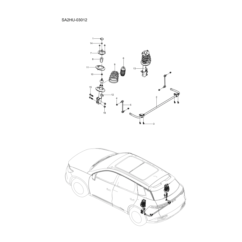 Barre stabilisatrice et amortisseur arrière BYD Sealion 5 DM-i