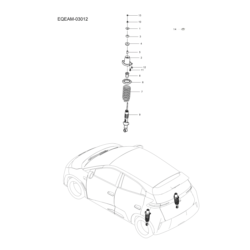 Barre stabilisatrice et amortisseur arrière BYD Dolphin Surf