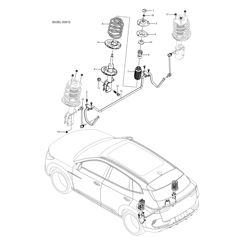 Barre stabilisatrice et amortisseur arrière BYD Seal U EV