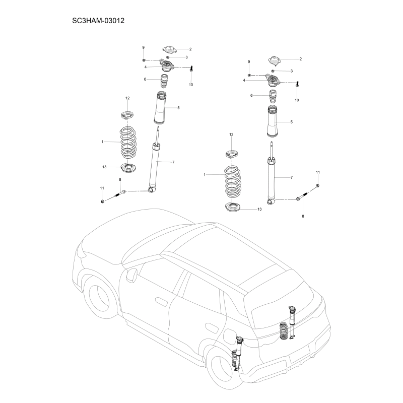 Barre stabilisatrice et amortisseur arrière BYD Atto 2 DM-i