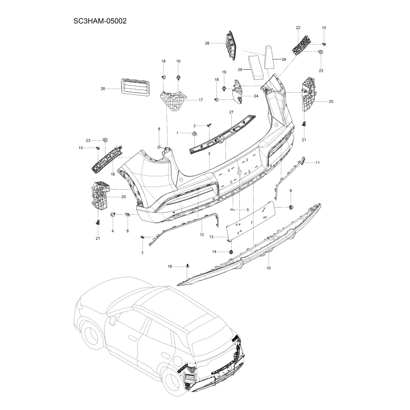 Pare-chocs arrière BYD Atto 2 DM-i